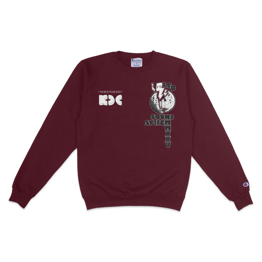 LCD Soundsystem - Knockdown Center 2025 Maroon Crewneck Sweatshirt