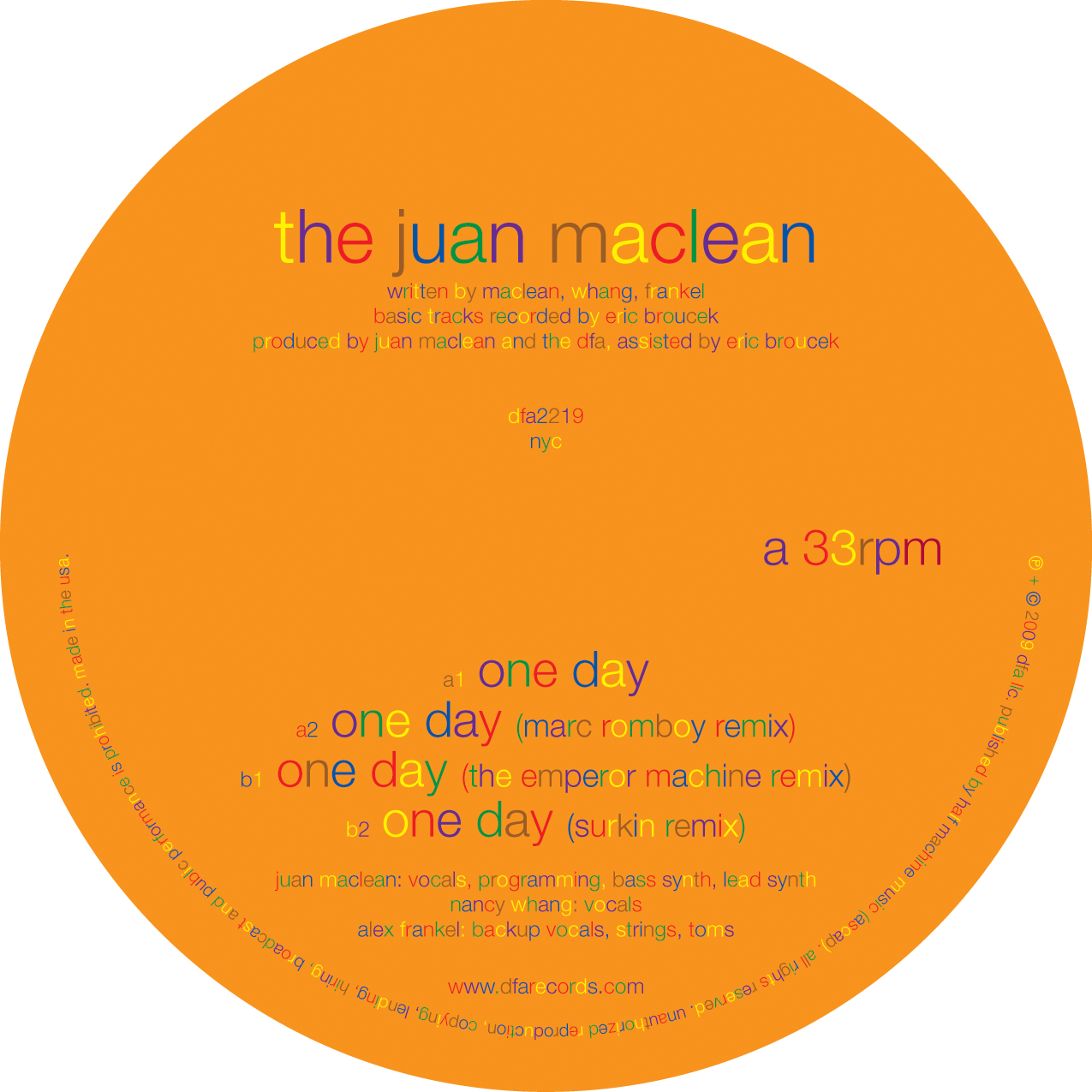 The Juan Maclean - One Day 12"