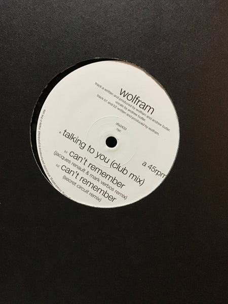 Wolfram - Talking To You / Can't Remember 12"