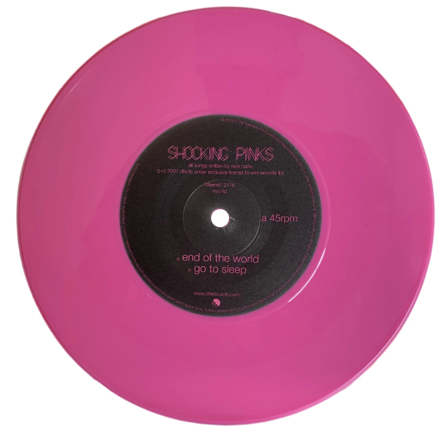 Shocking Pinks - End Of The World / Go To Sleep 7" PINK VINYL